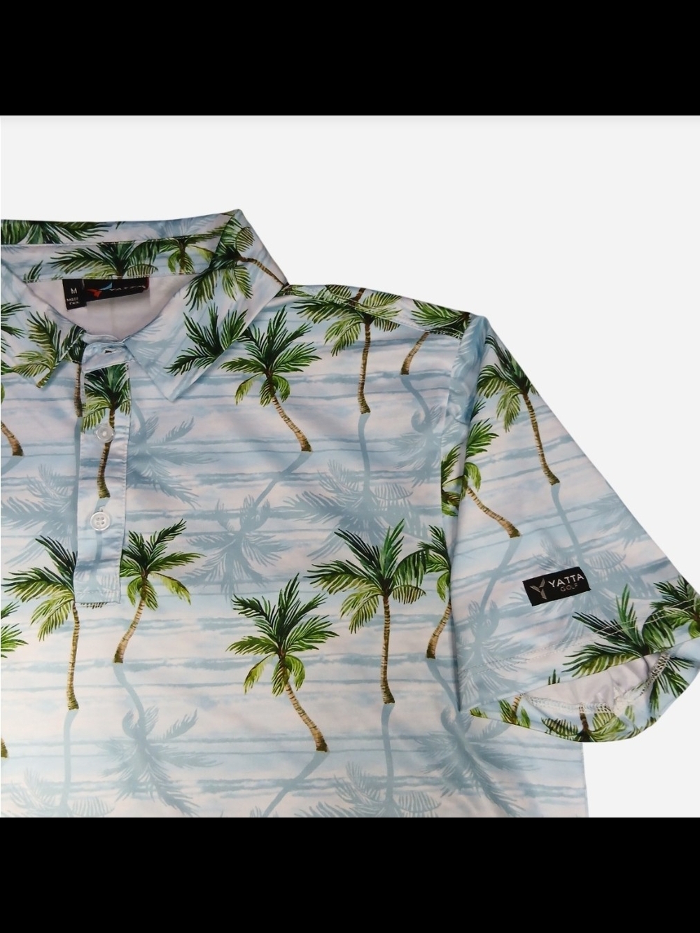 Yatta Coast Men's Light Blue Palm-Print Polo